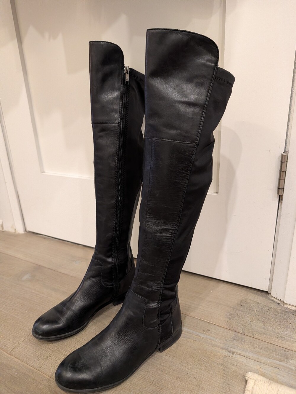 Franco Sarto OTK Black Boots - Tall Leather Over The Knee Boots Size 6.5